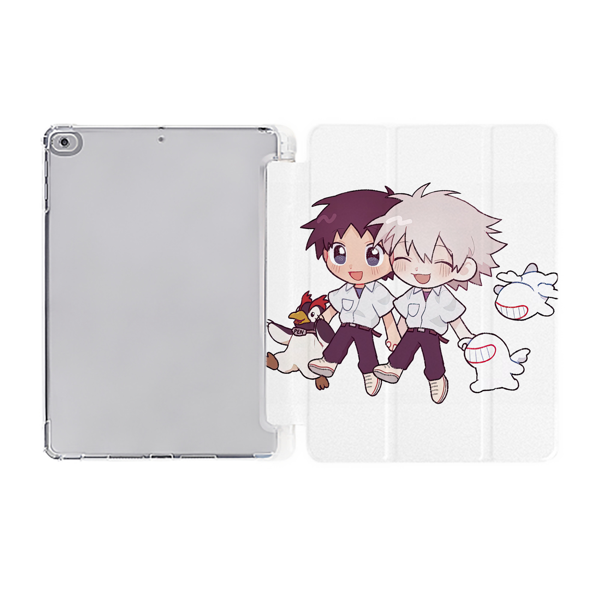 （画像用） EVA 新世紀エヴァンゲリオン IPad ケース ペン収納付き 三つ折りスタンド PUレザー×シリコン 対応機種9.5/10.5/10.9インチ